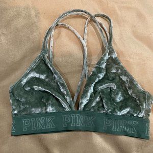 Sage green crushed velvet bra